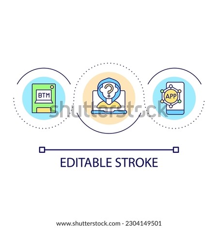 Safe operations with cryptocurrency loop concept icon. Buy and sell. Crypto cash stock abstract idea thin line illustration. Isolated outline drawing. Editable stroke. Arial font used