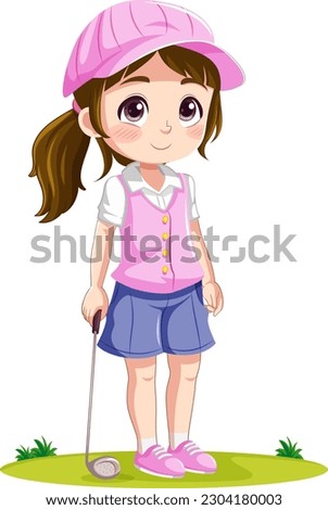 Little Cute Girl in Golf Outfit illustration