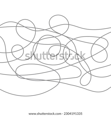 Abstract tangled texture. Random chaotic lines. Hand drawn object from the beginning and the end. Vector illustration. Royalty-Free Stock Photo #2304191335