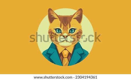 Quirky cat in a suit portrait