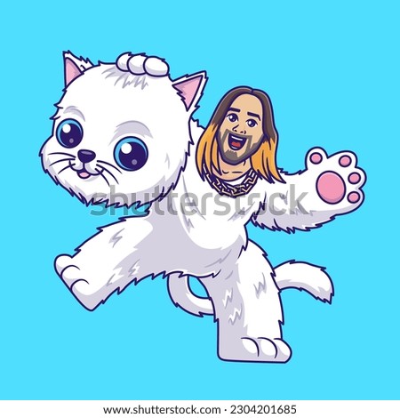 Cute Man Wearing Cat Costume Cartoon Vector Icon Illustration. People Animal Icon Concept Isolated Premium Vector. Flat Cartoon Style