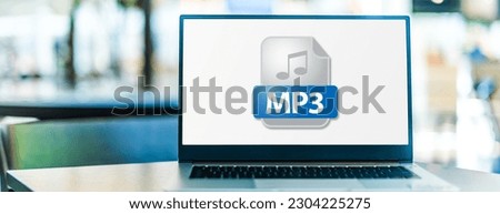 Laptop computer displaying the icon of MP3 file