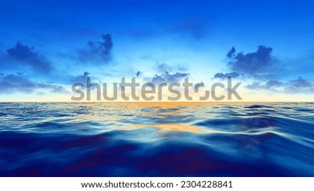 sea level and sunset after sunset Royalty-Free Stock Photo #2304228841