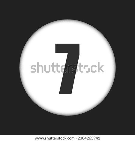 Round number seven icon isolated black background