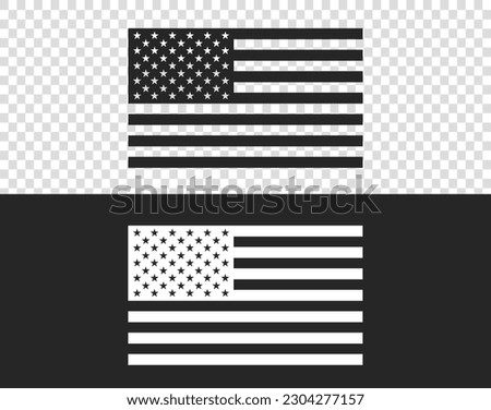 USA flag black and white icon isolated on transparent background,American flag vector illustration Royalty-Free Stock Photo #2304277157