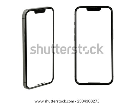 Mockup smart phone 13 , 14 pro new generation and screen Transparent and Clipping Path isolated Royalty-Free Stock Photo #2304308275