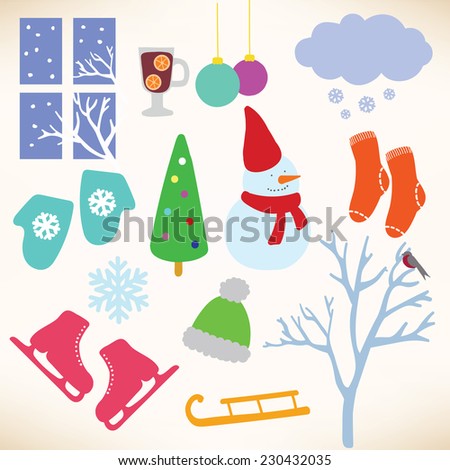 Vector collection symbols of winter