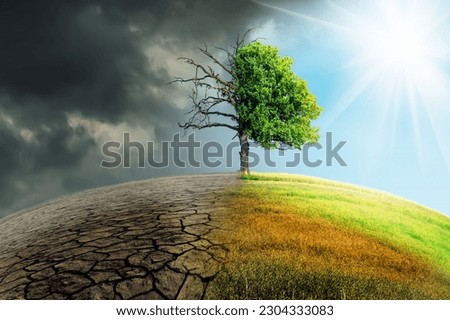 Climate change refers to long-term alterations in temperature patterns, precipitation levels, wind patterns, and other aspects of Earth's climate system. It is primarily caused by human activities Royalty-Free Stock Photo #2304333083