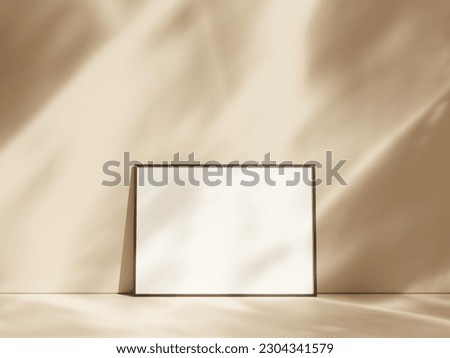 Mockup poster frame close up on pastel floor home interior with shadow
