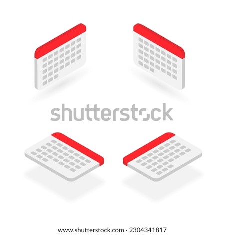 Isometric calendar isolated on white background. Set of 3d icons of monthly calendar. Isometric clip art element for technology, business concept, mobile, business, infographic app and website design