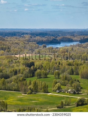 Spring landscape Latvia, in the countryside of Latgale.Lake Cārmans.