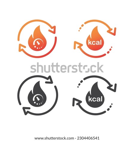 Burn calories line icon. Metabolic processes icon, synthesis calorie energy, fire with arrows rotation. Royalty-Free Stock Photo #2304406541