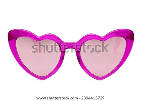 Pink heart shaped sunglasses with heart shape isolated on white background Royalty-Free Stock Photo #2304413729