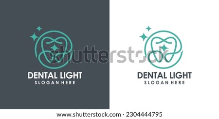Dental clinic logo vector and abstract tooth symbol icon in modern design style.
