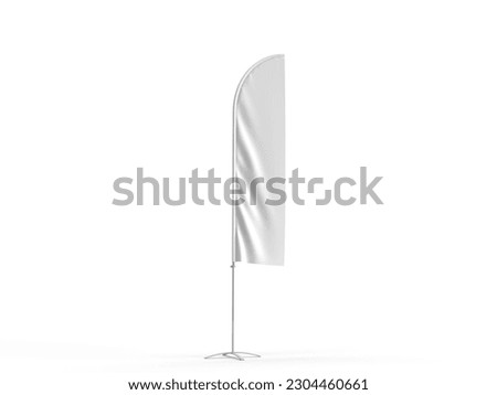 White blank feather flags, vertical banners stand, 3d realistic mockup. Vector set of textile waving advertisement banners, flags Royalty-Free Stock Photo #2304460661