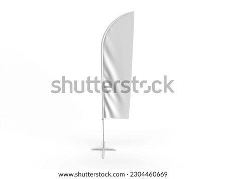 White blank feather flags, vertical banners stand, 3d realistic mockup. Vector set of textile waving advertisement banners, flags Royalty-Free Stock Photo #2304460669