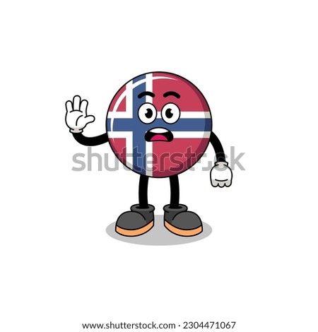 norway flag cartoon illustration doing stop hand , character design