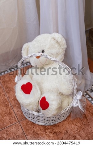 Soft toy bear in a basket gift 