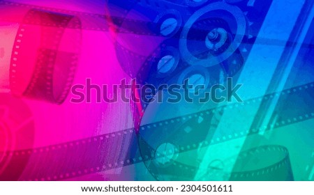 multicolored colored background with film strip.abstract background for film industry film production.