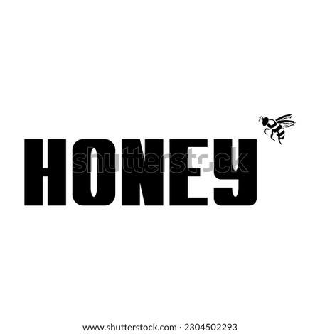 The Comic Drawing For Printing On A T-shirt. The Inscription HONEY With The Image Of A Bee
