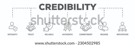 Credibility banner web icon vector illustration concept with icon of integrity, trust, reliable, authentic, commitment, regard, and reputation
 Royalty-Free Stock Photo #2304502985