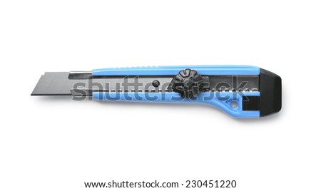 Retractable utility knife isolated on white