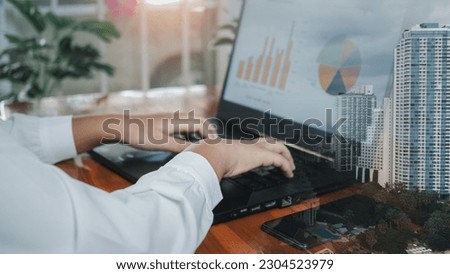 Human hand working on computer. business concept and communication technology