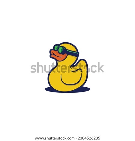 rubber duck icon logo sunglasses cartoon character