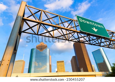 Huston skyline downtown from west at Texas US USA