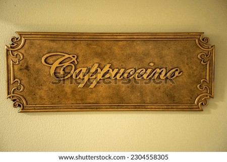 cappuccino metal stamp large bronze metal stamp with text of coffee drink on the sign for decoration ornament 