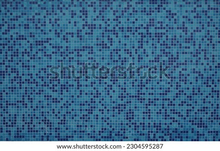 Blue Ceramic Mosaic. Seamless Tileable Texture. surface of blue tile wall or floor. high resolution real photo. Swimming pool blue mosaic background. 