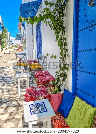 The village of Sidi Bou Said, Carthage, Tunisia Royalty-Free Stock Photo #2304597823