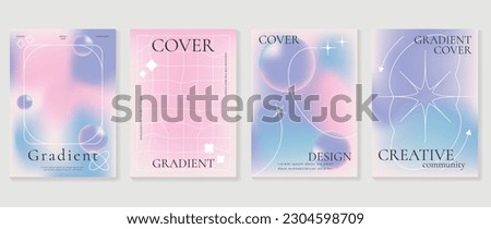 Fluid gradient background vector. Cute and minimal style posters with colorful, geometric shapes, star and liquid color. Modern wallpaper design for social media, idol poster, banner, flyer. Royalty-Free Stock Photo #2304598709