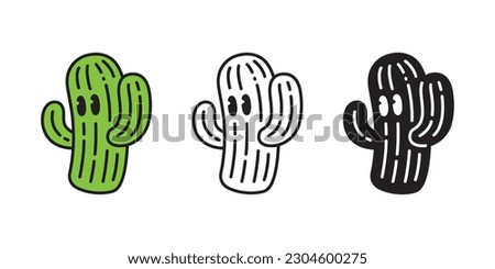 cactus vector icon Desert flower cartoon character logo botanica plant garden symbol illustration doodle tattoo stamp clip art design