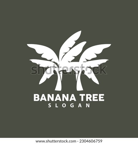 Banana Tree Logo, Banana Tree Simple Silhouette Design, Plant Icon Symbol Vector Illustration