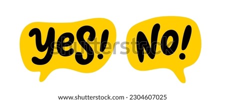 YES NO icon logo. Word yes no text on talk shape. Vector illustration yes no in speech bubble on white background. Design element for badge, sticker, mark, symbol icon and card chat. Test question