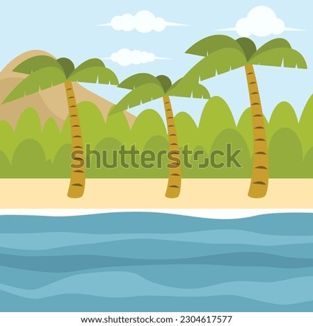 Tropical Beach Clip Art, Isolated Background.