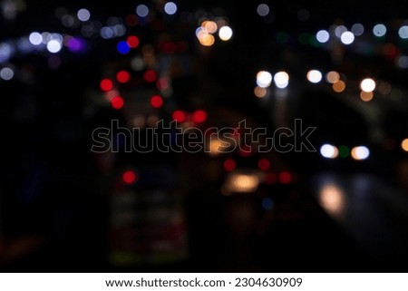 Night city street abstract blurry bokeh lights background