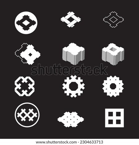 Abstract shapes made in vector. Unique design for brand, logotype or symbols.