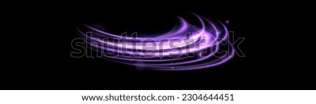 Light purple glowing effect. Glowing white speed lines. Abstract traffic lines on the road. Light dust trail wave, fire path trace line, car headlights, optical fiber and filament curve swirl png. Royalty-Free Stock Photo #2304644451