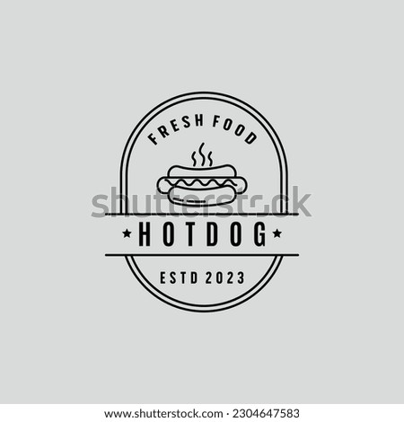 fresh hotdog icon line art logo vector symbol illustration design