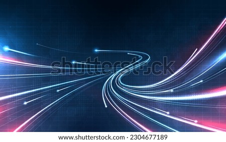 Blue light streak, fiber optic, speed line, futuristic background for 5g or 6g technology wireless data transmission, high-speed internet in abstract. internet network concept. vector design. Royalty-Free Stock Photo #2304677189