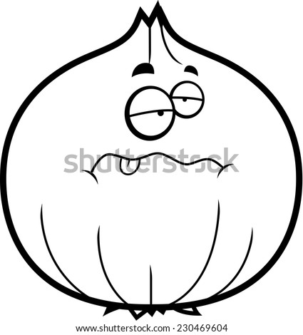 A cartoon illustration of an onion looking sick.