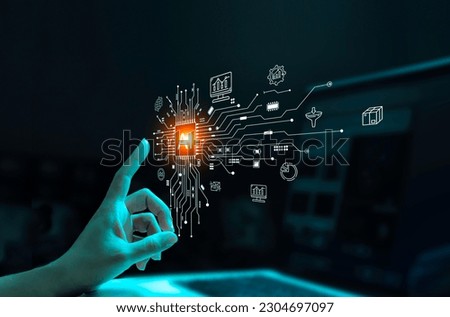 Ai (artificial intelligence) Search Engine Optimization-SEO concept. Businessman using laptop. Machine learning, AI Artificial intelligence. AI technology essential for business future digital world.
