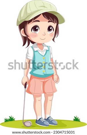 Little Cute Girl in Golf Outfit illustration