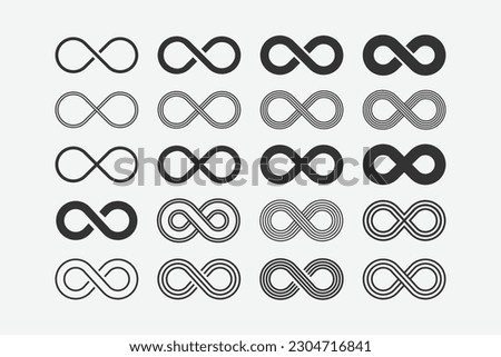 Infinity icon vector design illustration set isolated on white background. Simple isolated endless icon. Eternity symbol for web site and mobile app. Vector illustration eps10 Royalty-Free Stock Photo #2304716841