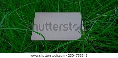 table decoration for your product on fresh grass green background