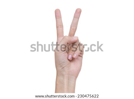 Signs woman hand isolated on white background