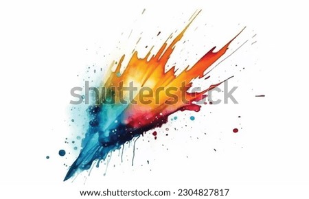 colorful comet falling down fast watercolor painting Abstract background.