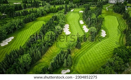 Beautiful drone pictures of a golf course in Edmonton. Royalty-Free Stock Photo #2304852275